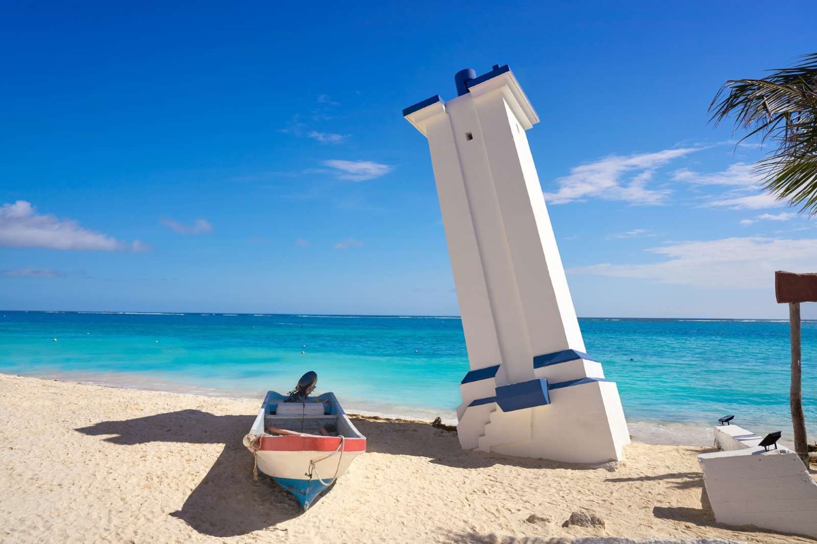 Lighthouse at Puerto Morelos on Riviera Maya Mexico