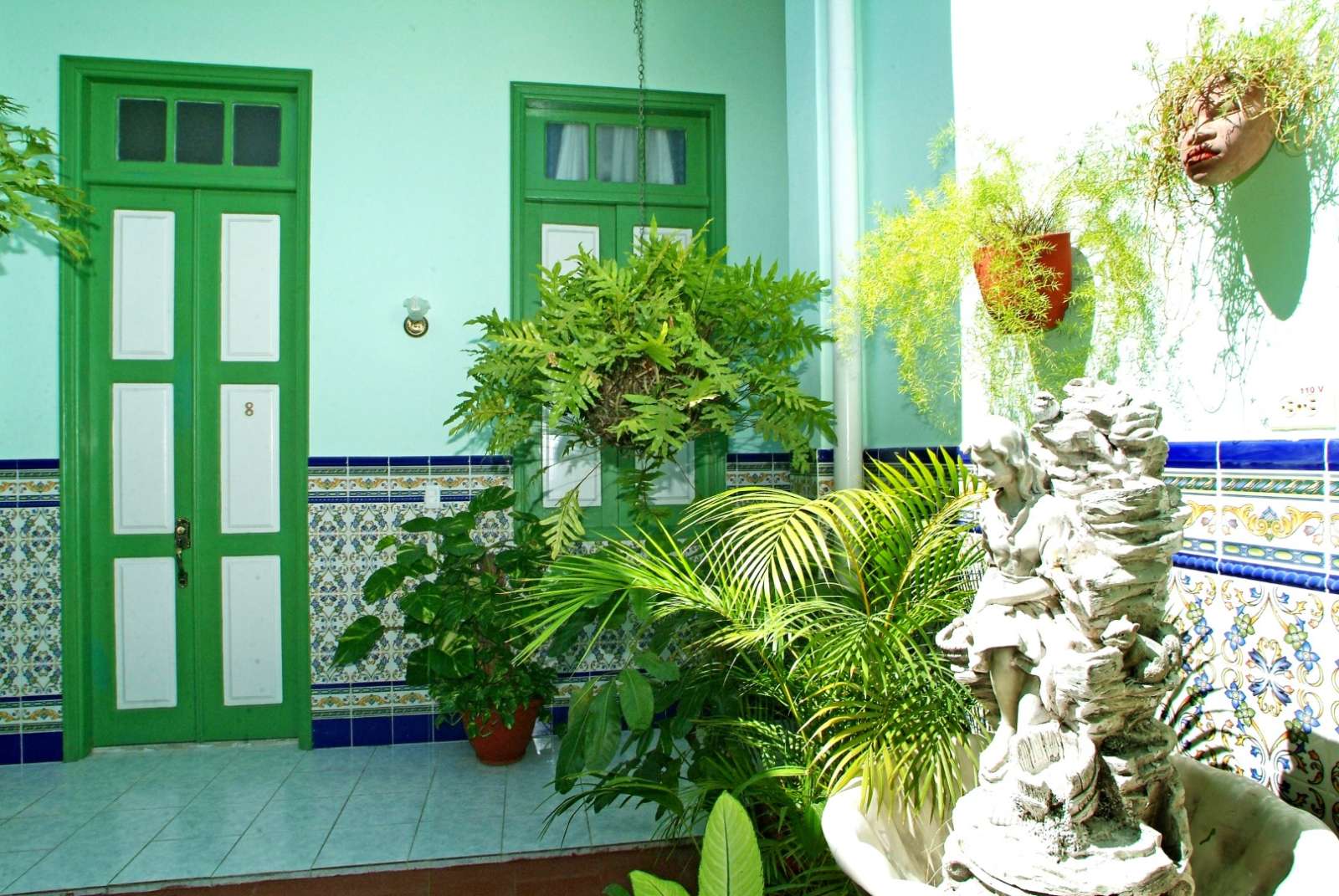 Interior and fountain at Hostal San Basilio