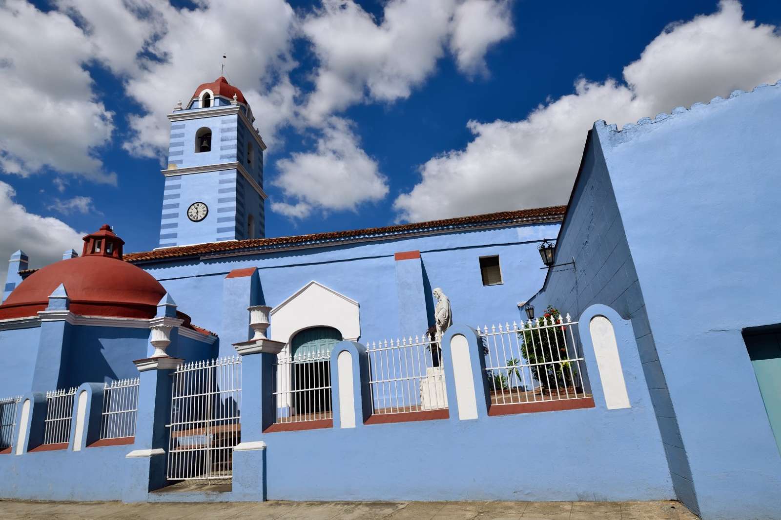 Attractive, old blue church in Sancti Spiritus, Cuba