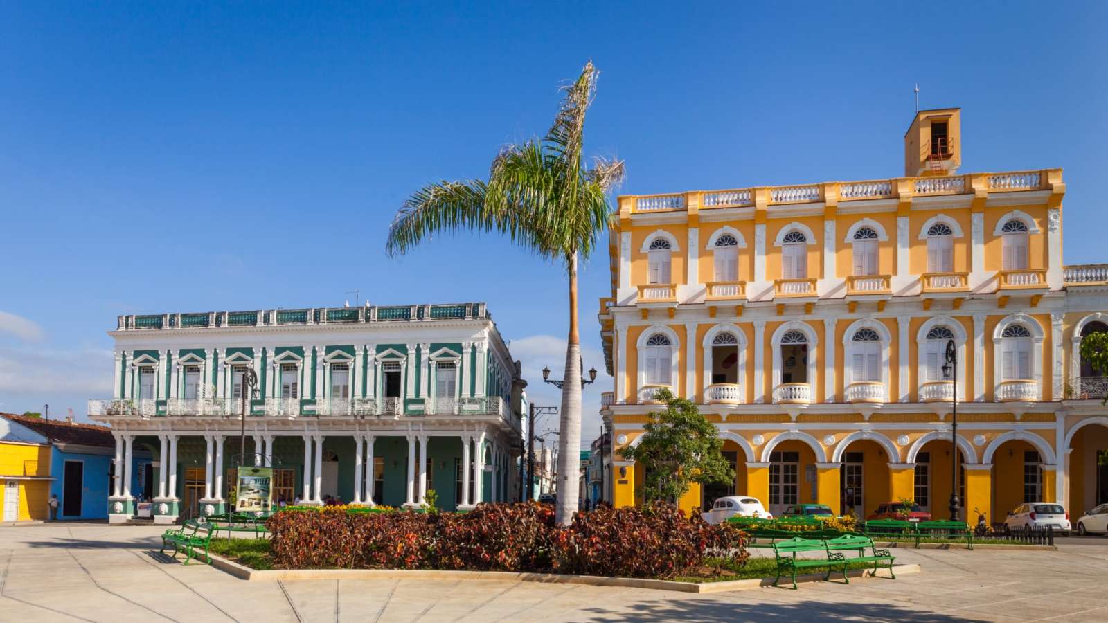 Colonial Houses Facing Serafin Sanchez in Sancti Spiritus Park, Sancti Spiritus, Cuba