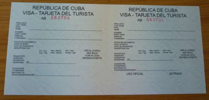 Cuba Tourist Card