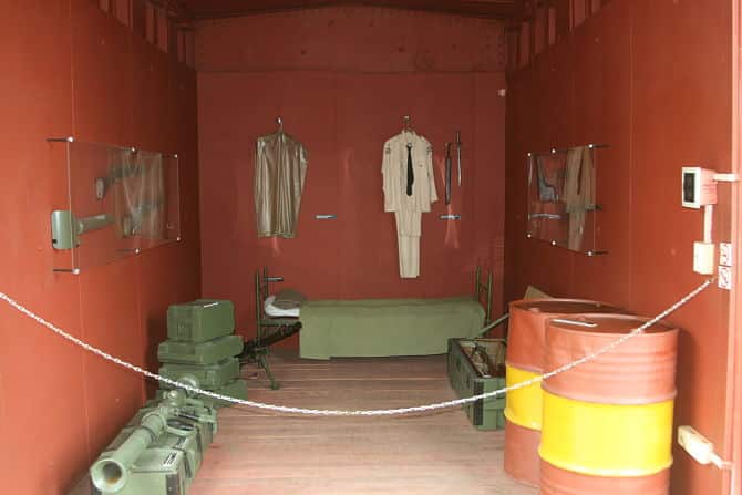 The interior of a carriage at the Tren Blindado museum