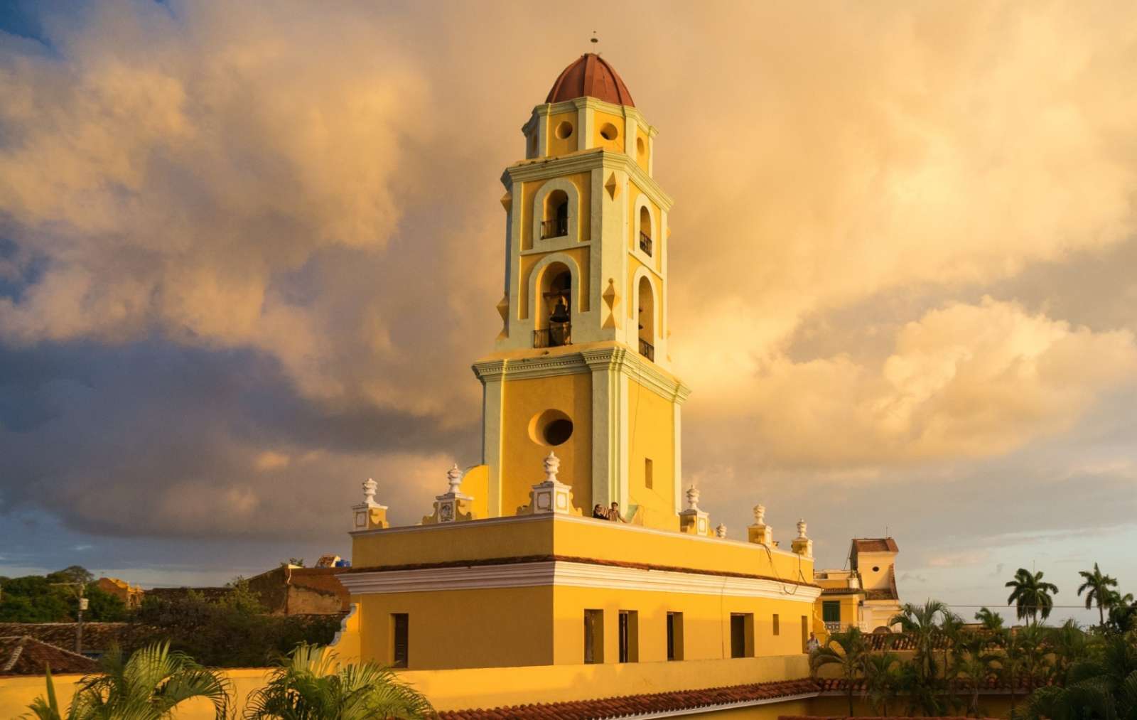 Church tower at dusk in Trinidad, Cuba