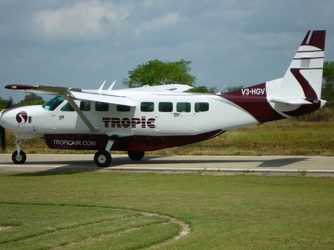 Tropic Air plane at Corozal Airport in Belize