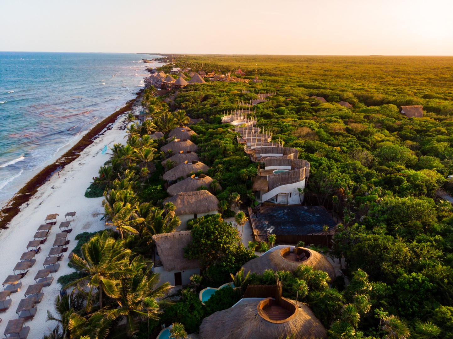 Aerial view of Tulum beach