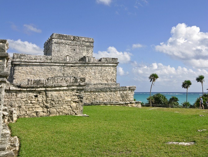 The ruins of an old building at Tulum in Mexico