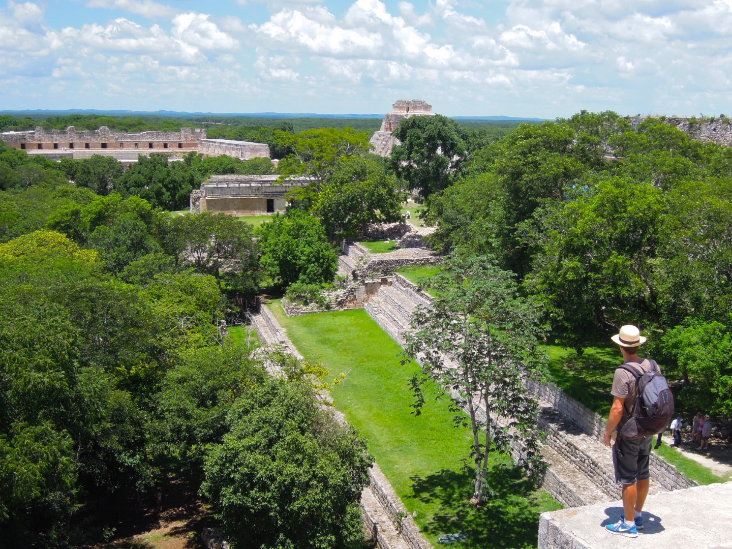 Man looking over ruins of Uxmal