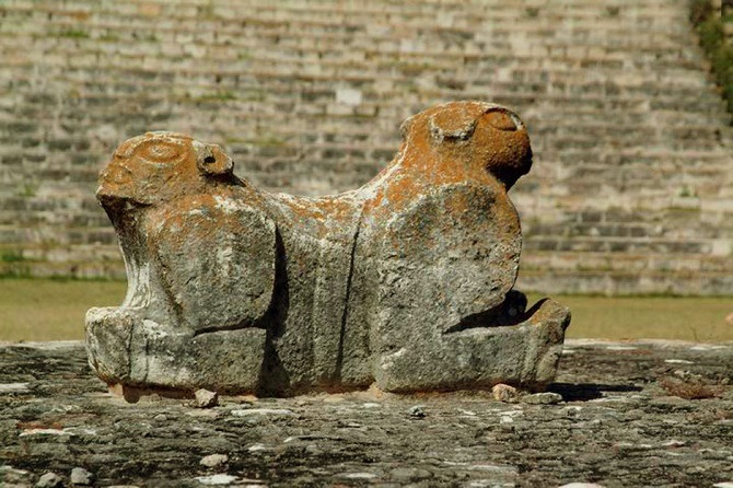 A stone figure at Uxmal