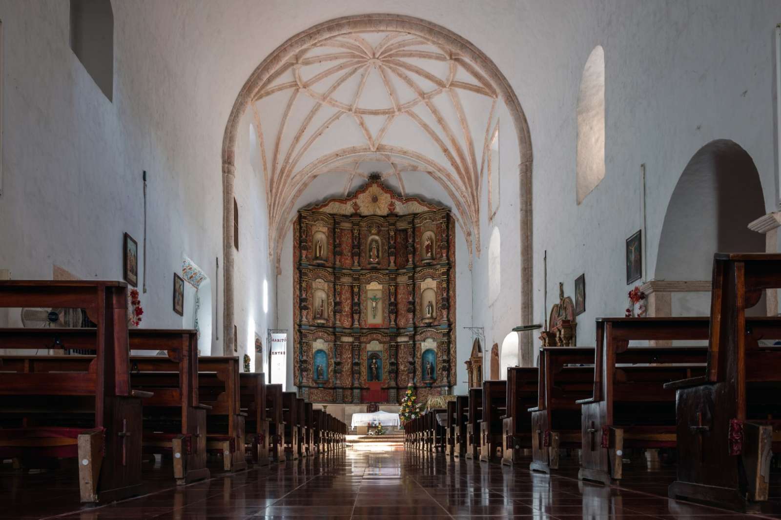 Interior of the Monastery of San Bernardine in Valladolid Mexico