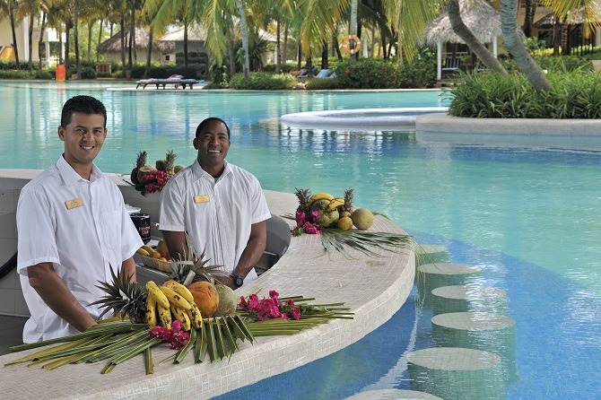 Smiling bar staff at the Paradisus Varadero in Cuba