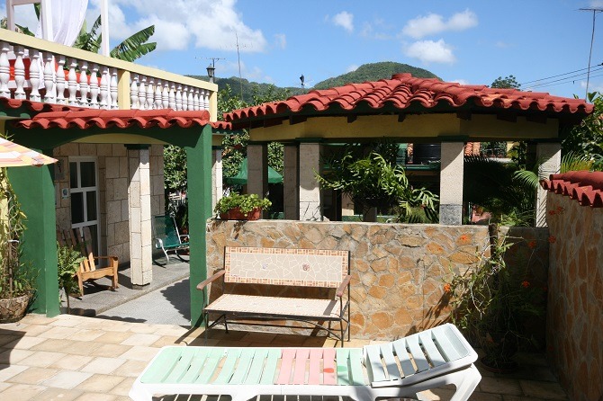 The internal garden of Villa Cristal in Vinales, Cuba