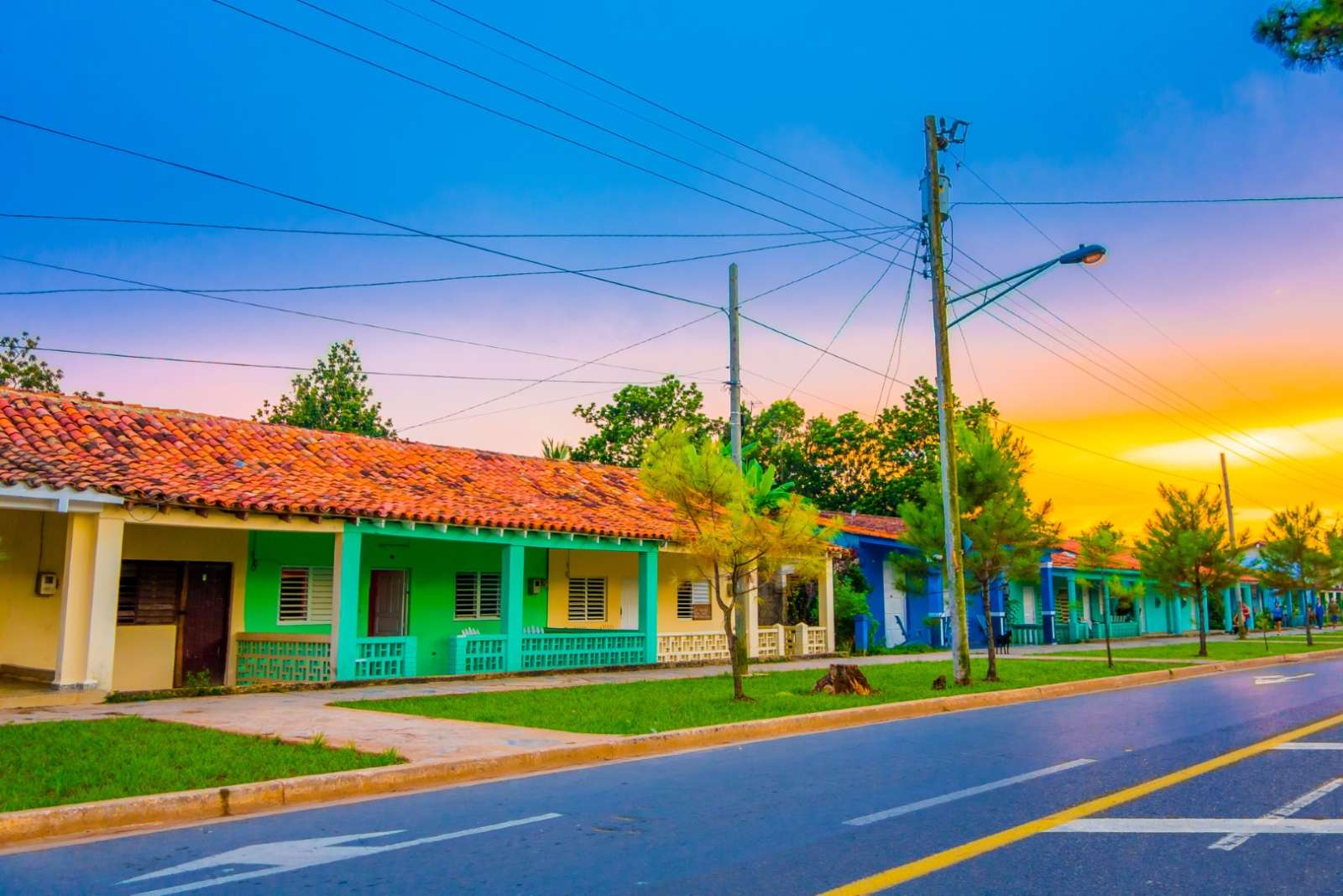 Quiet Vinales street in early morning