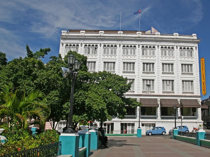 Facing the Iberostar Casa Granda in Santiago de Cuba across Parque Cespedes