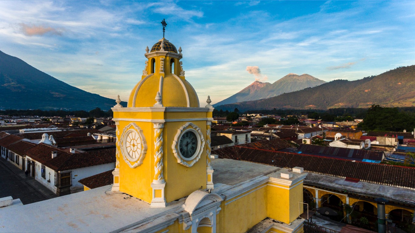 An aerial view of the Acro de Santa Catalina in Antigua, Guatemala