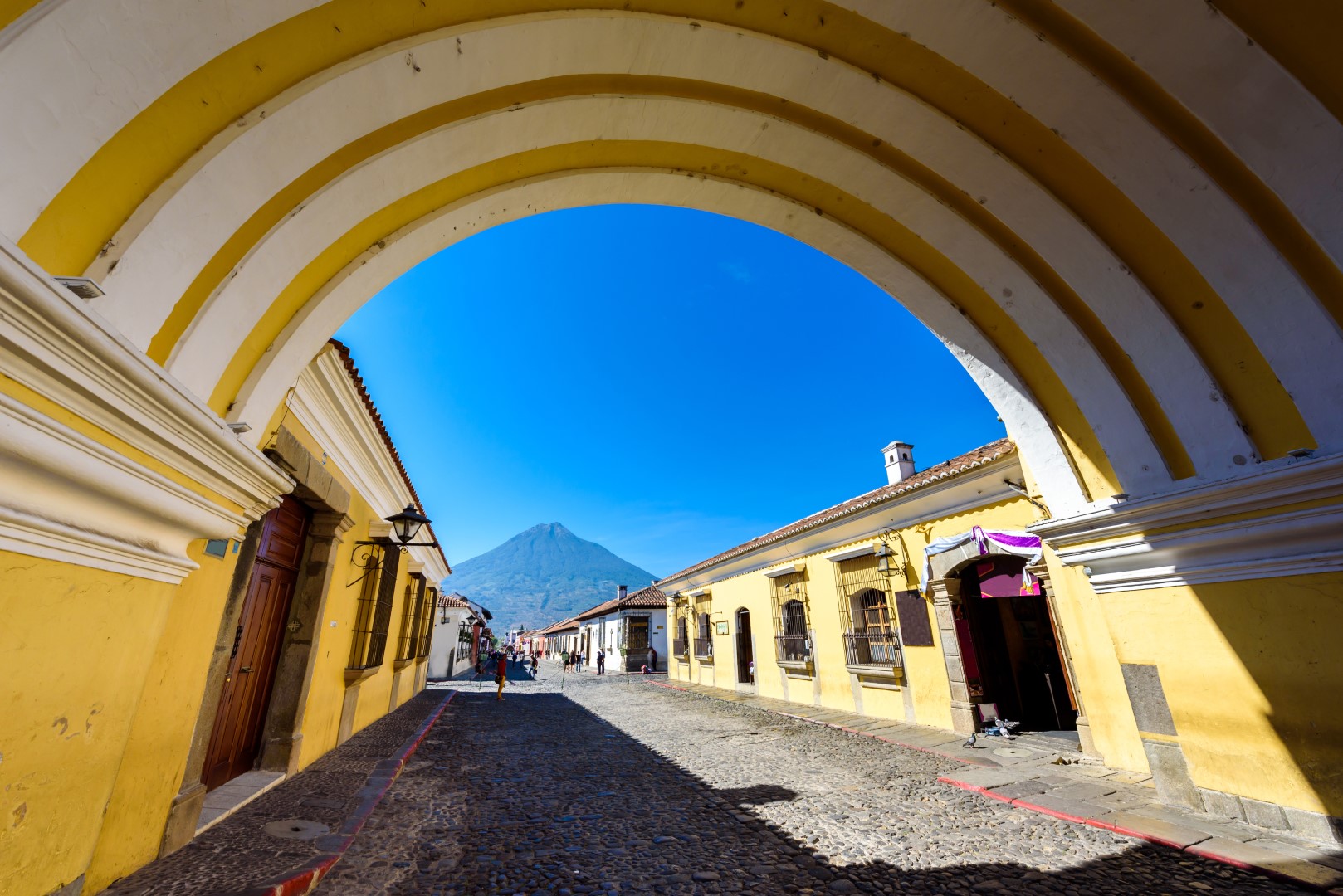 Underneath the Arco De Santa Catalina in Antigua, Guatemala