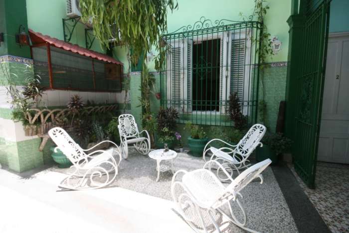 Courtyard of casa Pavo Real in Santiago de Cuba