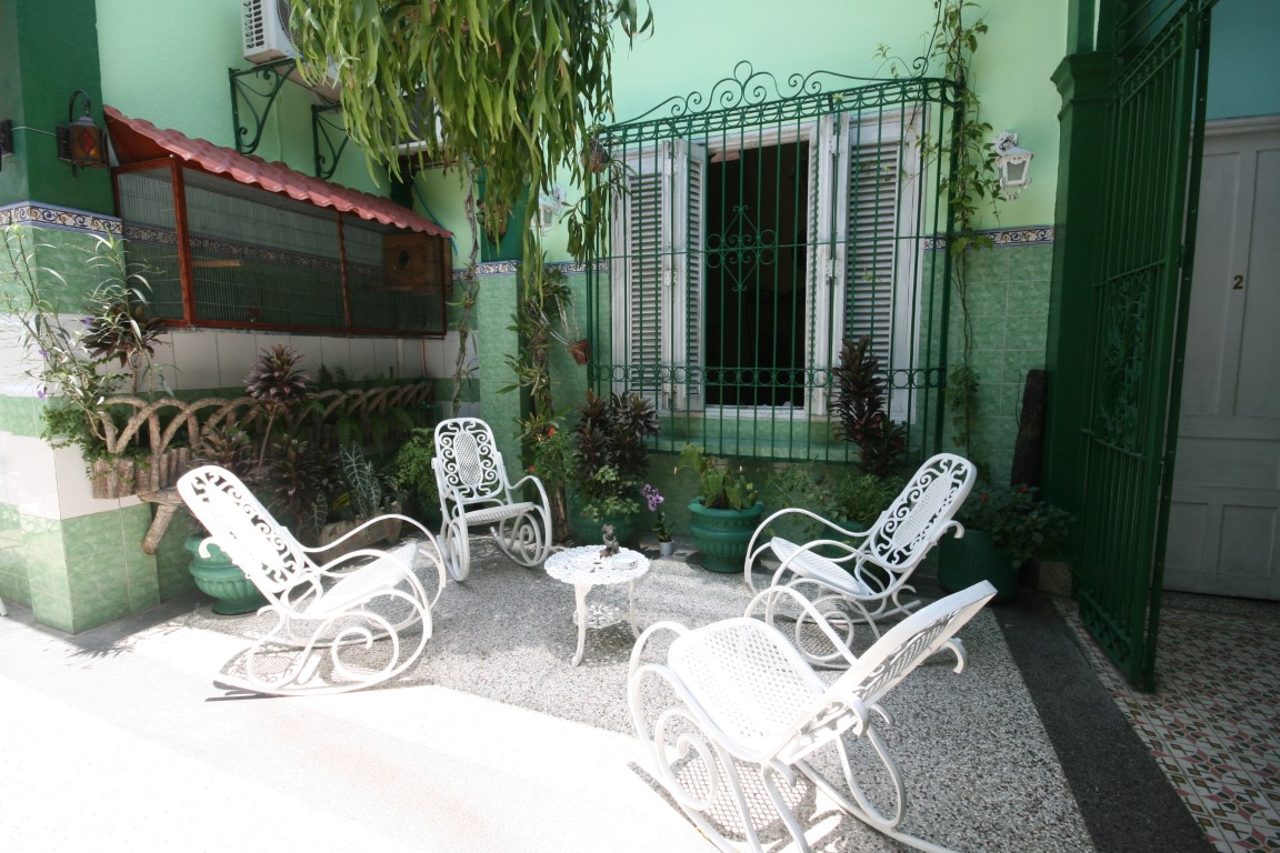Courtyard of casa Pavo Real in Santiago de Cuba