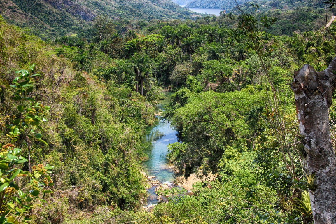 View of the river leading to El Nicho waterfall