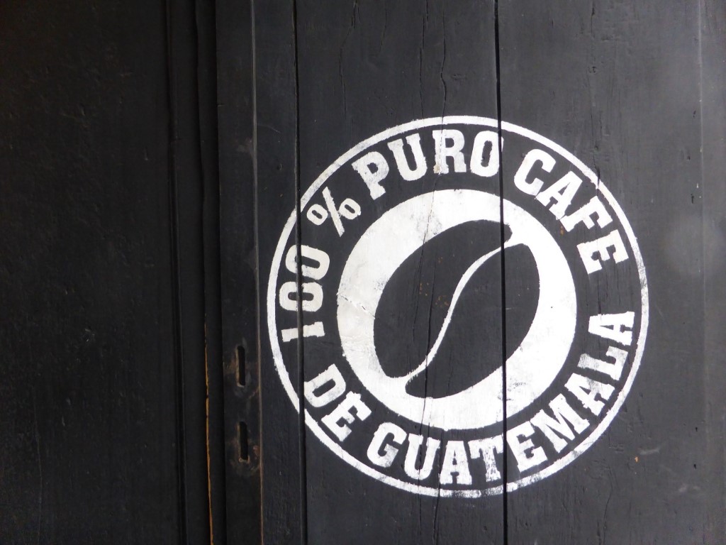 A sign for Guatemalan coffee in Antigua