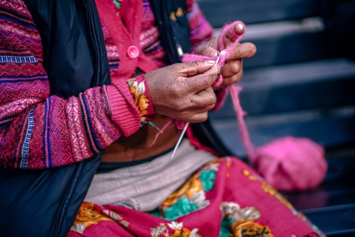 A woman knitting in Guatemala