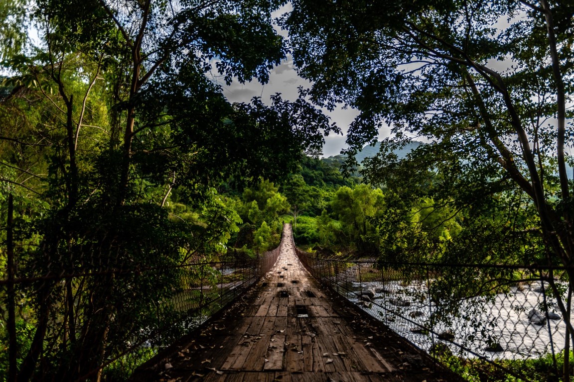 A rickety old bridge in the Guatemala countryside