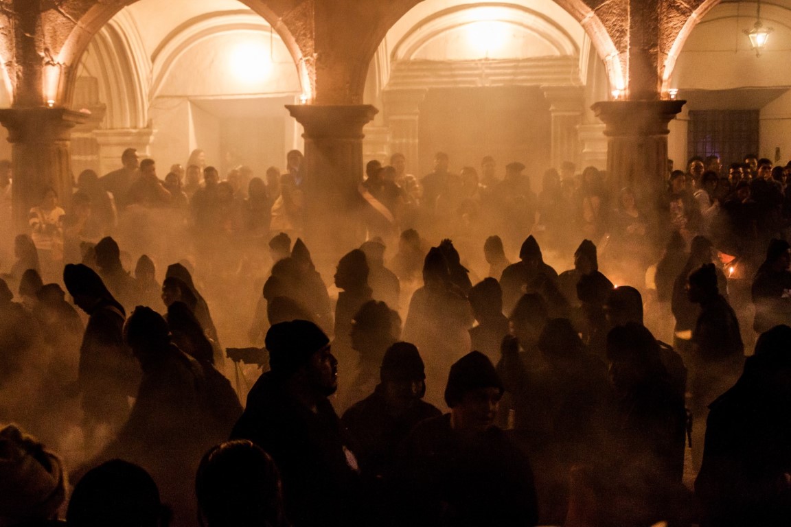 Smokey procession during Semana Santa in Guatemala