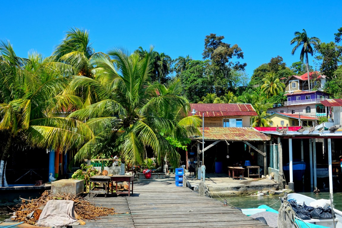 A wooden jetty in Livingston, Guatemala