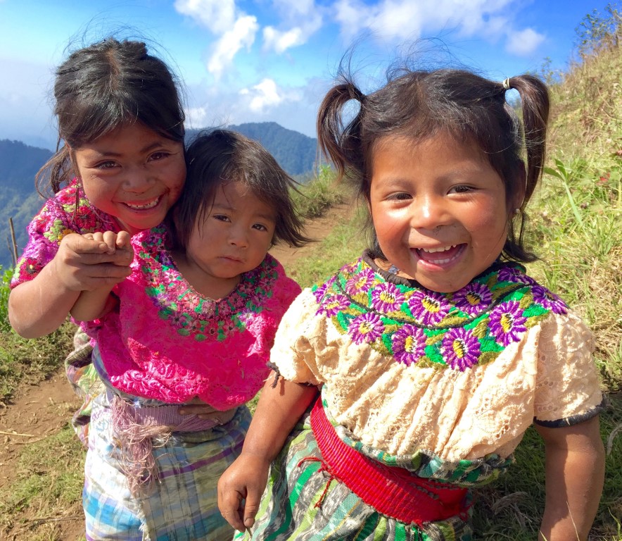 Smiling Mayan children while hiking in Guatemala