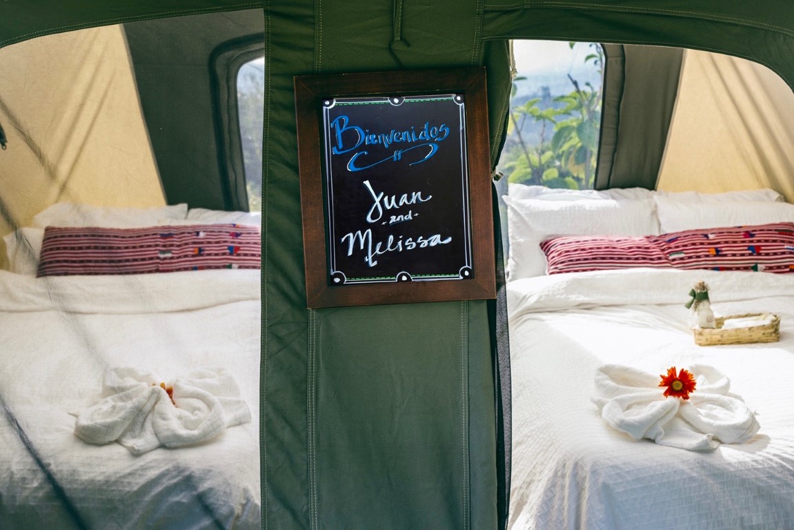 Tent sign in Guatemala