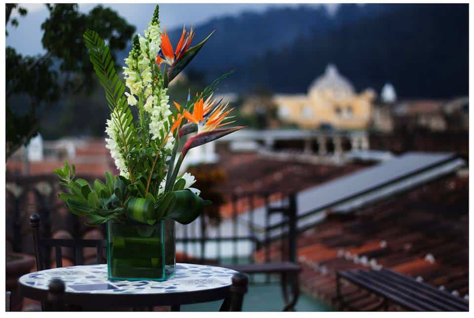 Flowers at Hotel Meson de Maria in Antigua