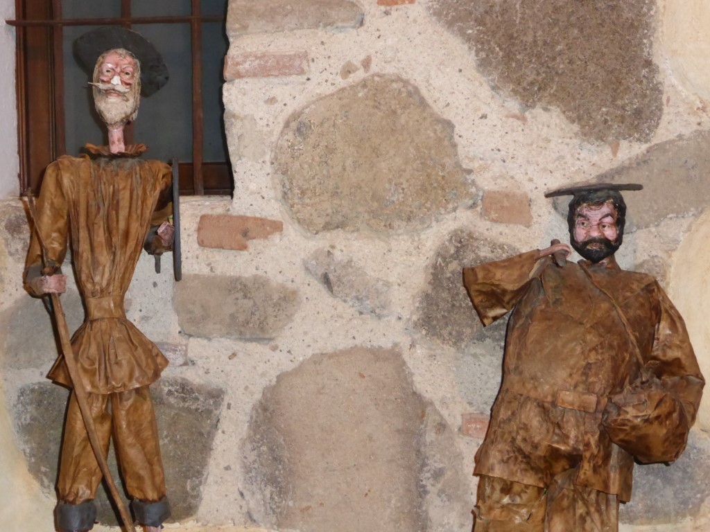 Two sculpture pieces at Hotel Meson de Maria in Antigua