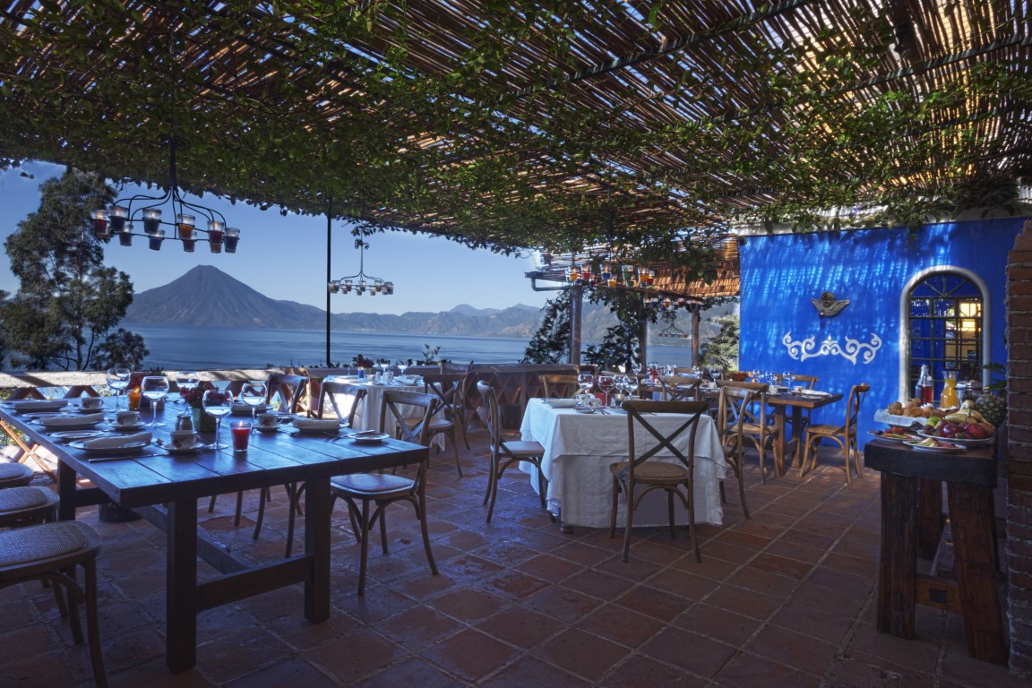 The restaurant terrace at Casa Palopo on Lake Atitlan