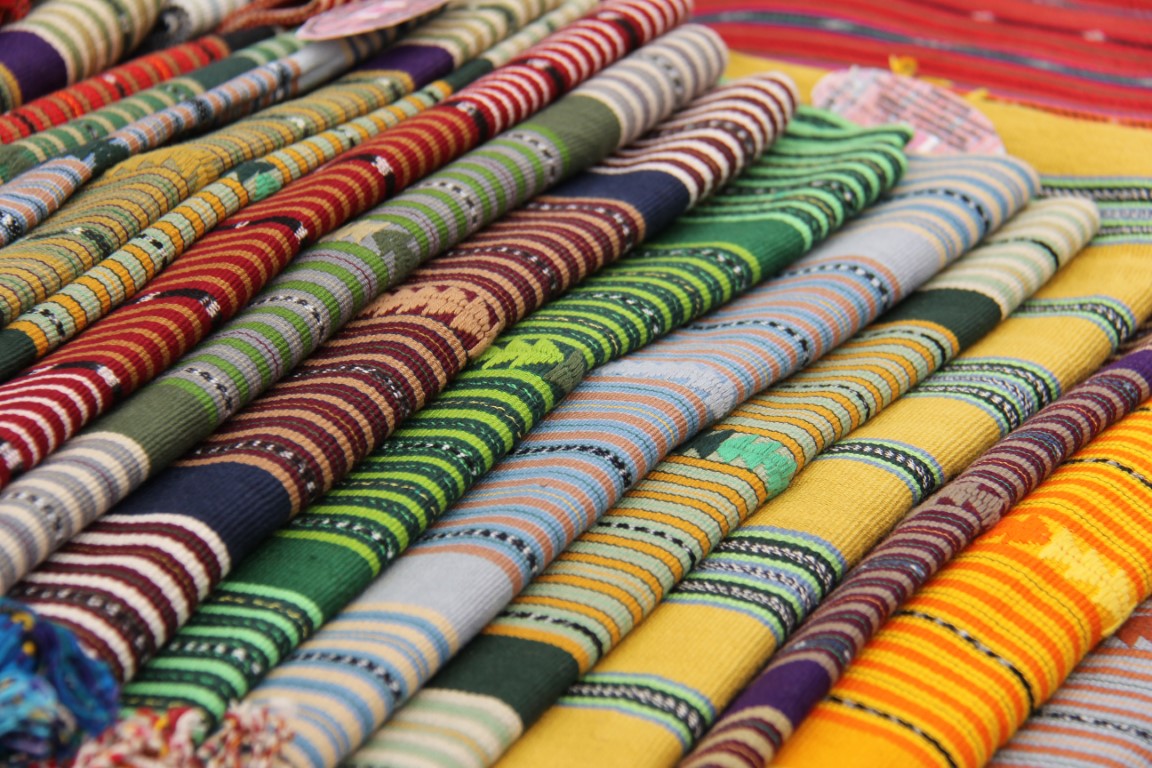 Traditional tejidos at Solola Market in Guatemala