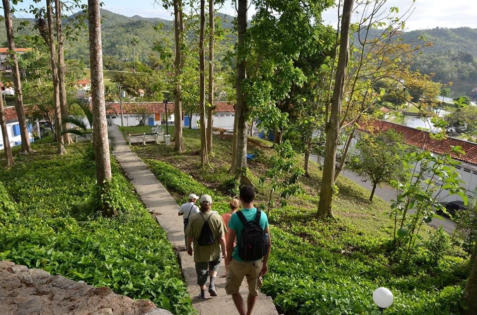 Walking group approaching Las Terrazas, Cuba