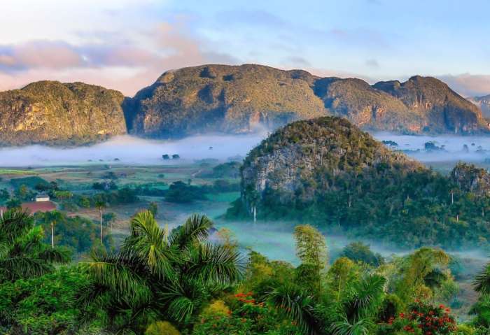 View of the Vinales Valley in Cuba, a popular tourist destination