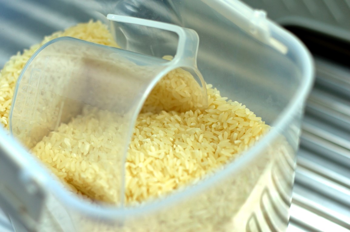 Rice in container with server
