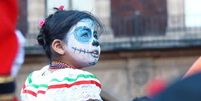 Young girl celebrating Day of the Dead in Mexico