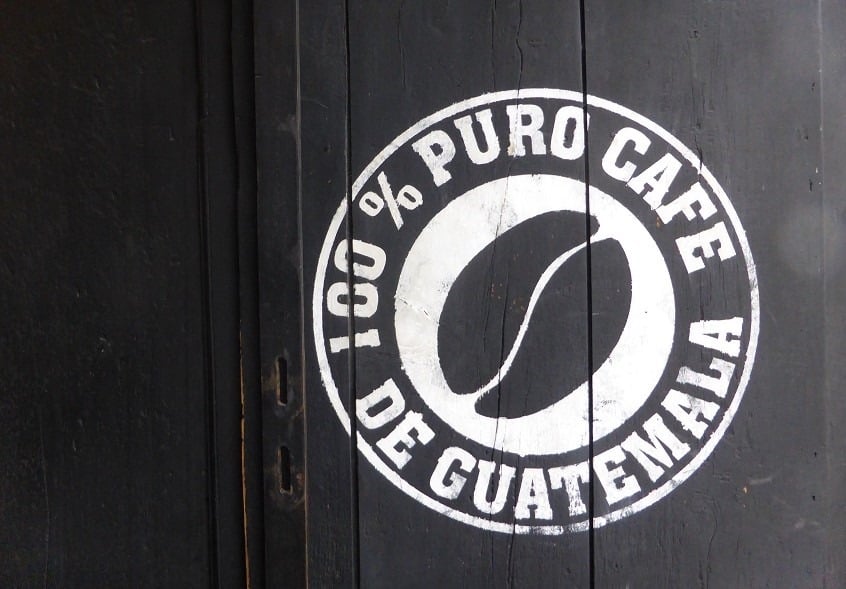 Guatemala coffee sign on door