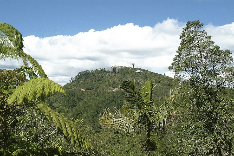 Distant view of La Gran Piedra in Santiago