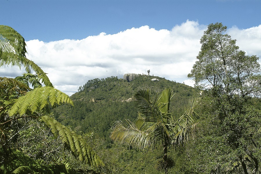 Distant view of La Gran Piedra in Santiago