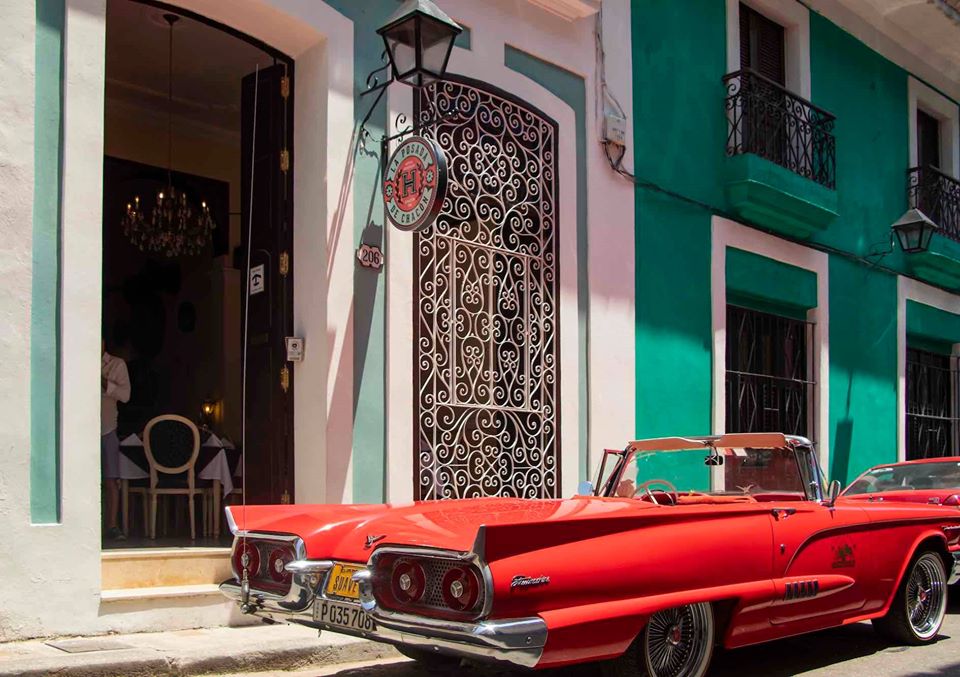 Classic car in front of La Posada de Chacon