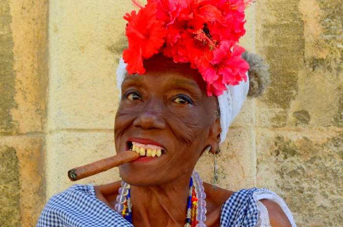 Woman smoking a cigar