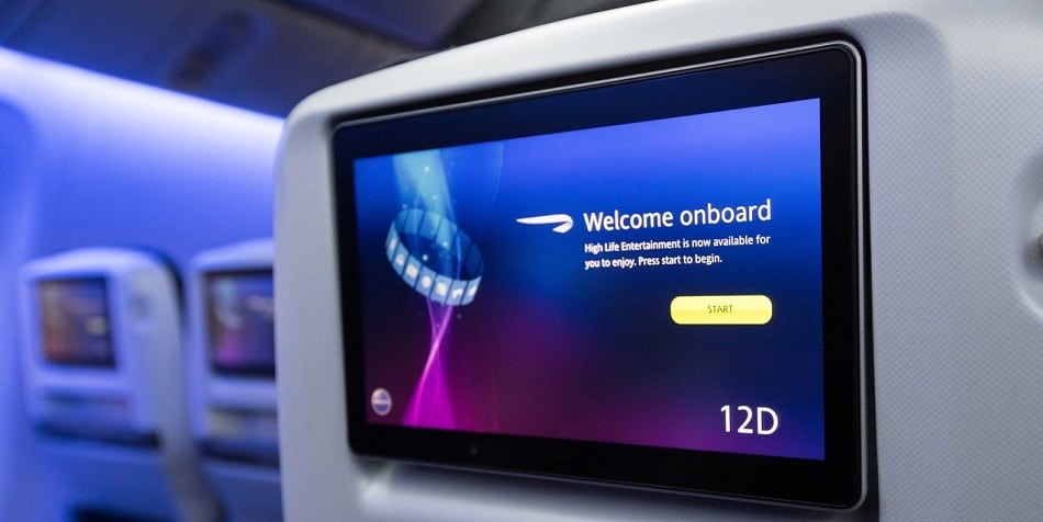 Seatback tv on British Airways