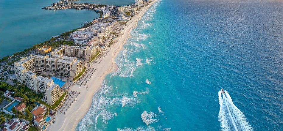 Aerial view of Cancun beach