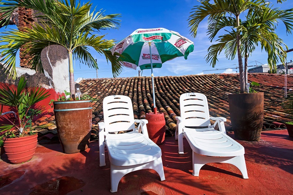 Deck chairs on roof terrace