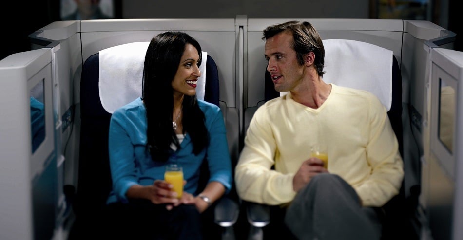 Couple in business class seats