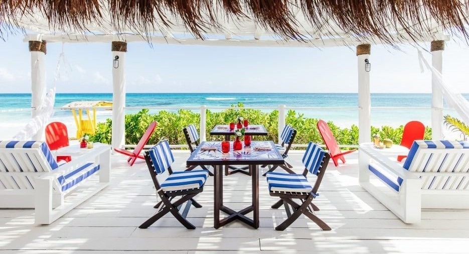 Beach facing restaurant at Esencia