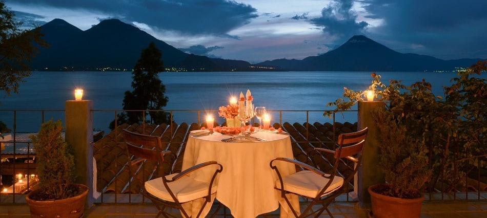 Romantic dinner overlooking Lake Atitlan