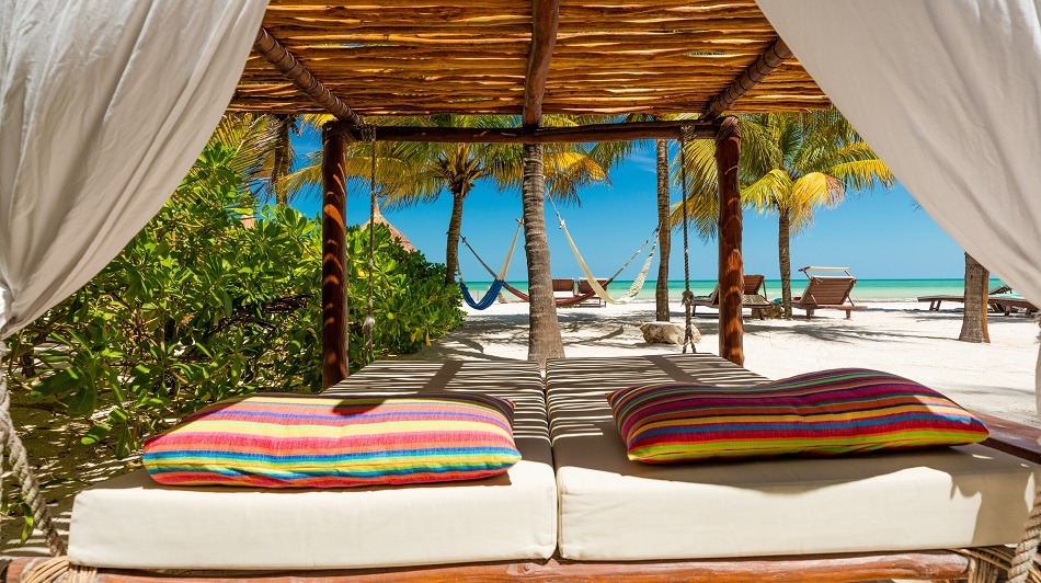 Beach beds in Holbox