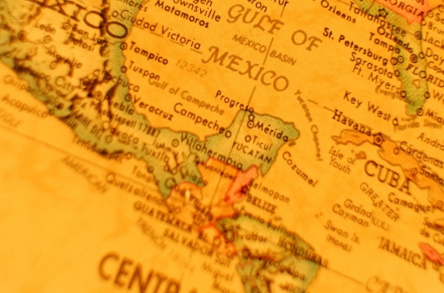 Vintage map of the Yucatan Peninsula